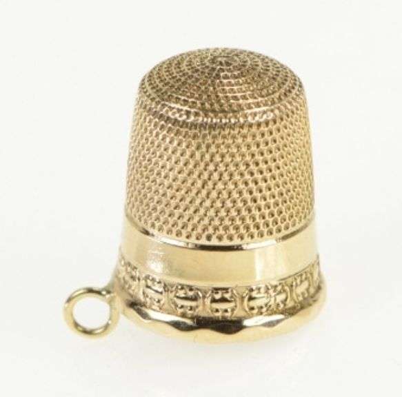 14K Yellow Gold Thimble Vintage Ornate Sewing Tool Charm/Pendant