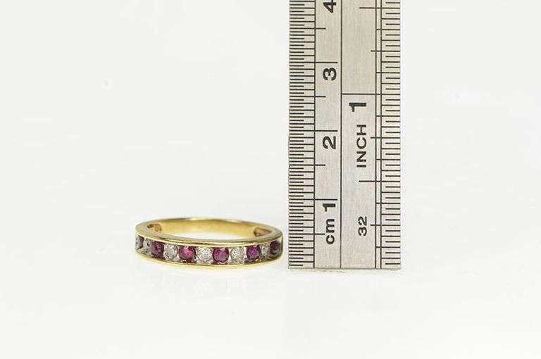 10K Yellow Gold Natural Ruby Diamond Classic Wedding Band Ring