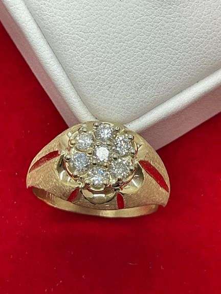CERTIFIED 14K GOLD AND DIAMOND MEN'S RING