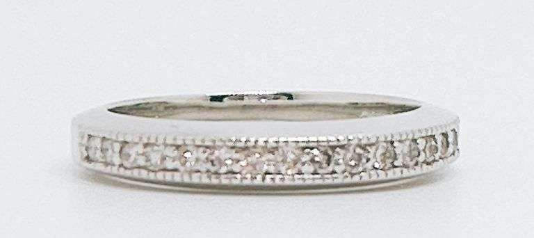 14kt Solid White Gold Diamond Band