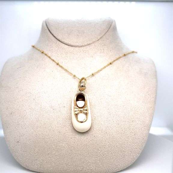 Michael Anthony 14K YELLOW GOLD PENDANT WITH ENAMEL SHOE CHARM