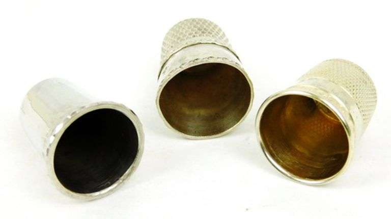 3 Pretty Antique Sterling Silver Thimbles