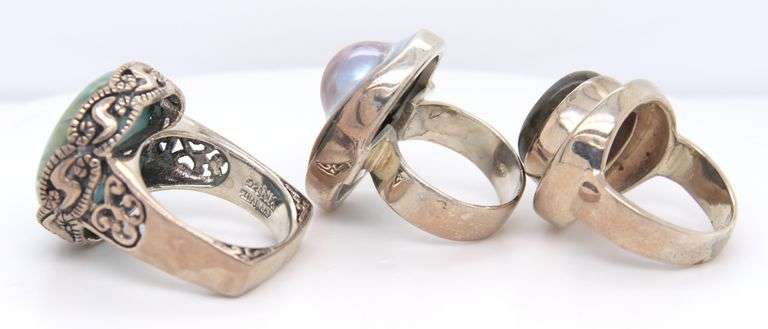 Lot of 3 Vintage 925 Sterling Silver Rings
