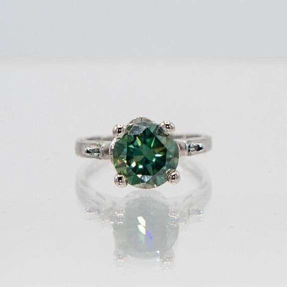 4.35 Ct Paraiba Green VVs1 Fire Moissanite Ring