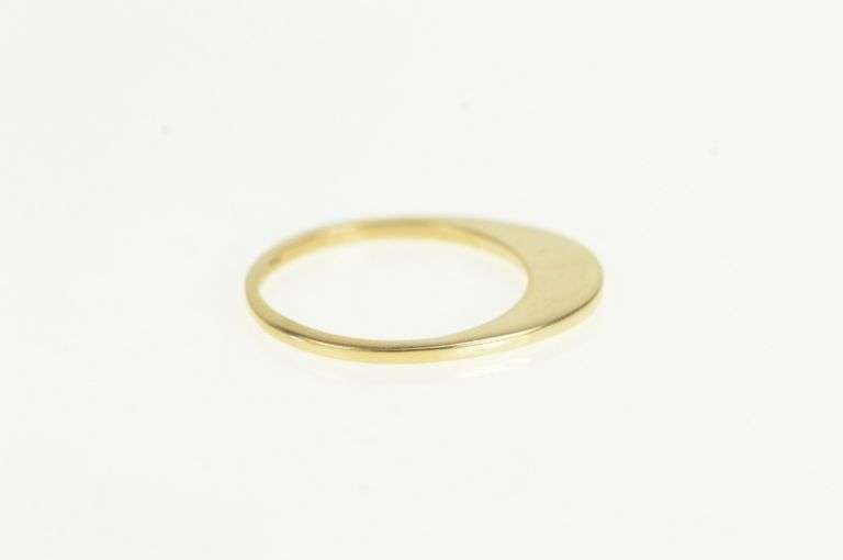 14K Yellow Gold Stackable Flattened Design Statement Band Ring