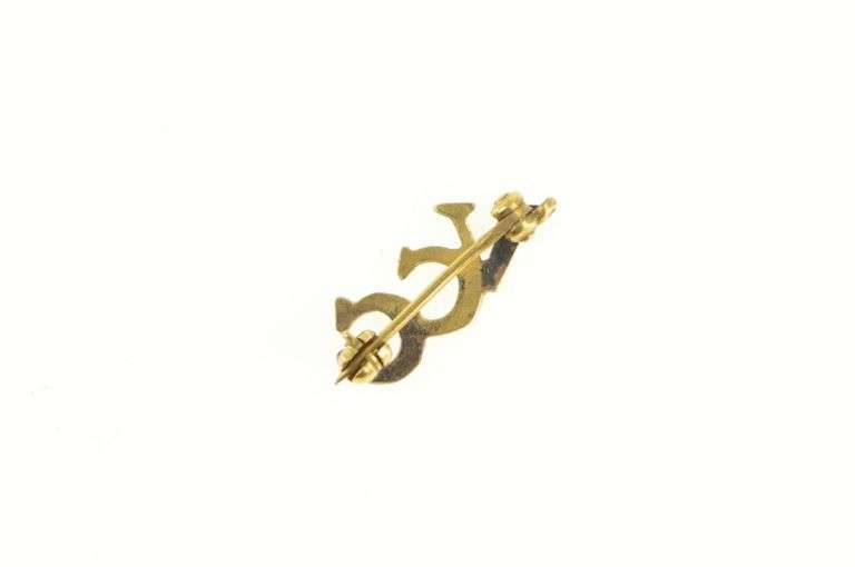 10K Yellow Gold VCC Retro Vintage Simple Lapel Pin/Brooch