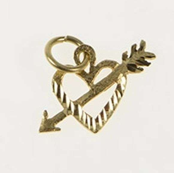 14K Yellow Gold Heart Cupid Love Valentine Anniversary Charm/Pendant