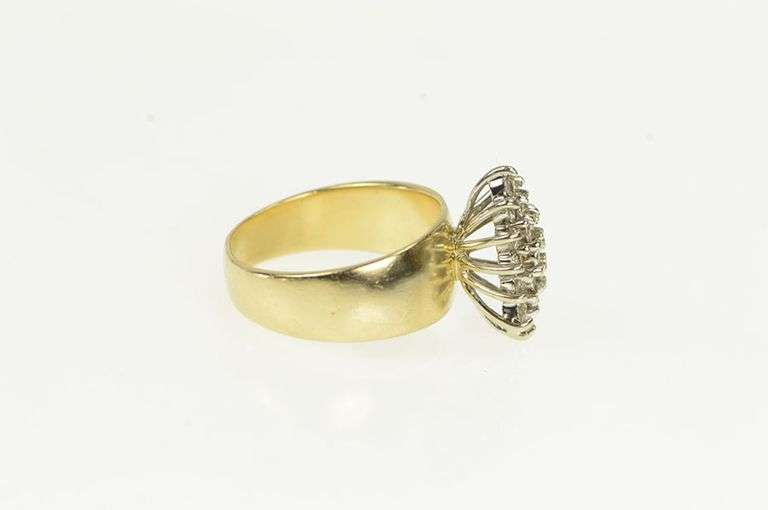14K Yellow Gold 0.40 Ctw Diamond Marquise Cluster Vintage Ring