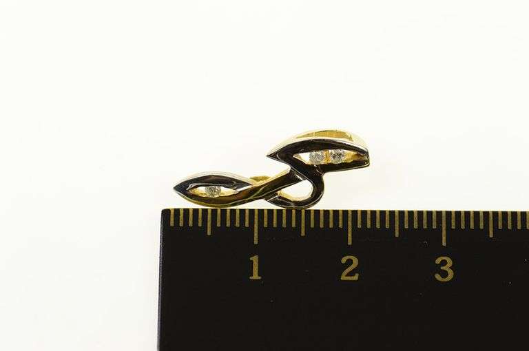 14K Yellow Gold Two Tone Diamond J Cursive Monogram Loop Pendant
