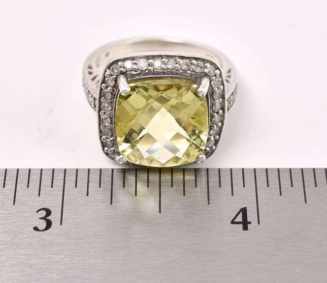 Citrine And CZ Ring In Sterling Silver