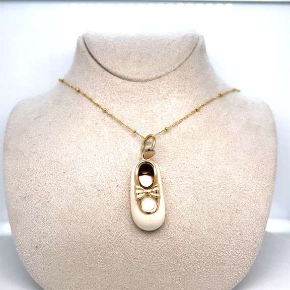 Michael Anthony 14K YELLOW GOLD PENDANT WITH ENAMEL SHOE CHARM