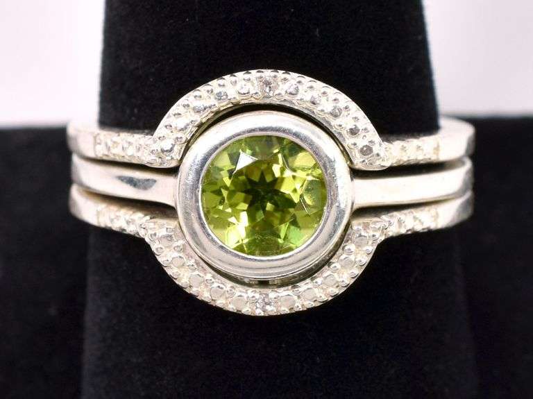 Peridot Stack Ring In Sterling Silver