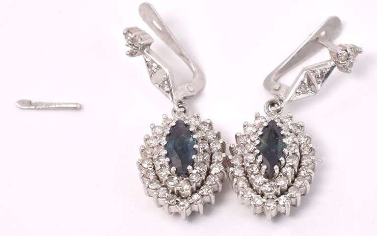 Stunning Sapphire and Diamond Earrings in 18K White Gold