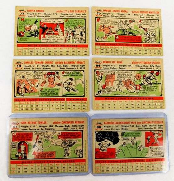 6 Topps 1956 Baseball Cards