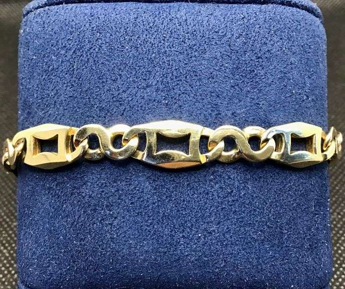 UNIQUE AND STYLISH 14K YELLOW GOLD LINK CHAIN BRACELET