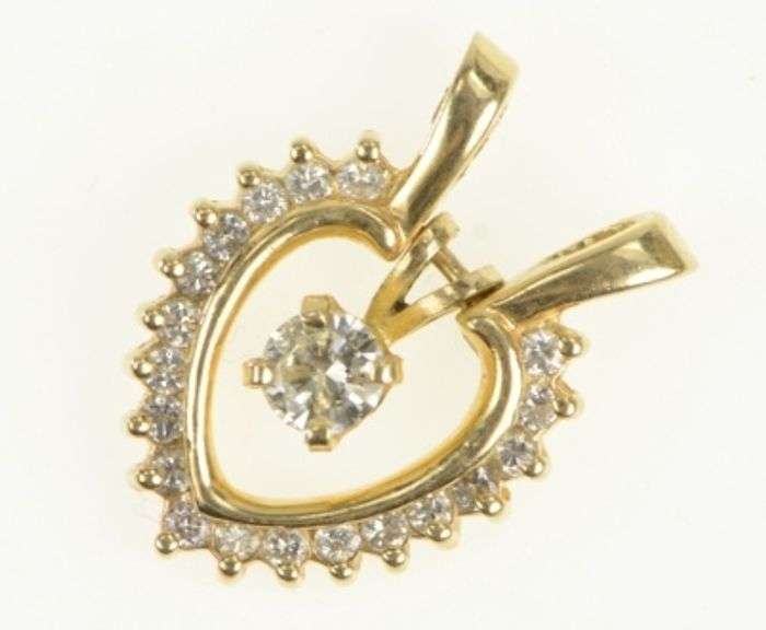 14K Yellow Gold 0.40 Ctw Diamond Heart Love Valentine Charm/Pendant