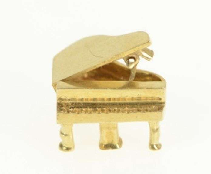14K Yellow Gold 3D Articulated Piano Music Instrument Charm/Pendant