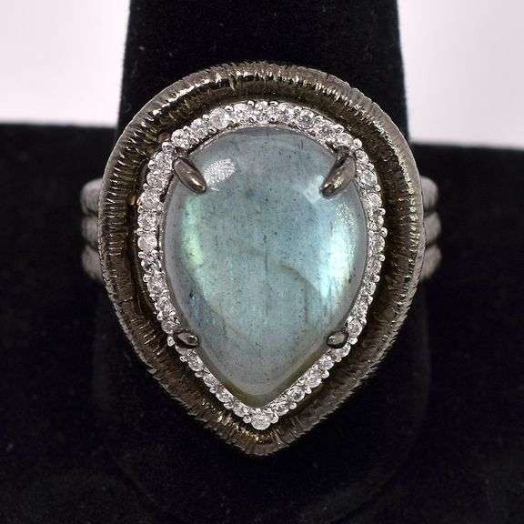 Labradorite And White Quartz Ring In Sterling Silver