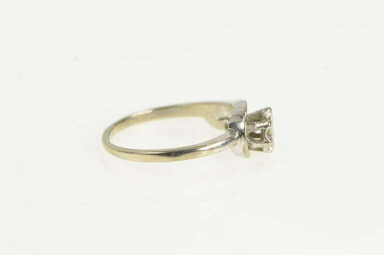 14K White Gold 1950's Diamond Asymmetrical Vintage Promise Ring