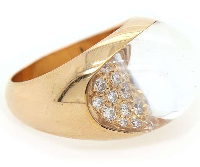 Cartier Vintage Myst de Cartier Rock Crystal and Diamond Dome Ring in 18K