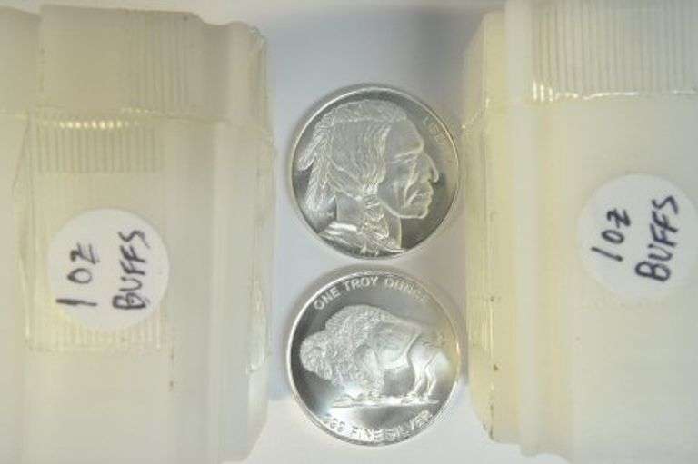 2 Superb Gem BU roll of 20 pure .999 fine silver 1 oz Buffalo Medallions