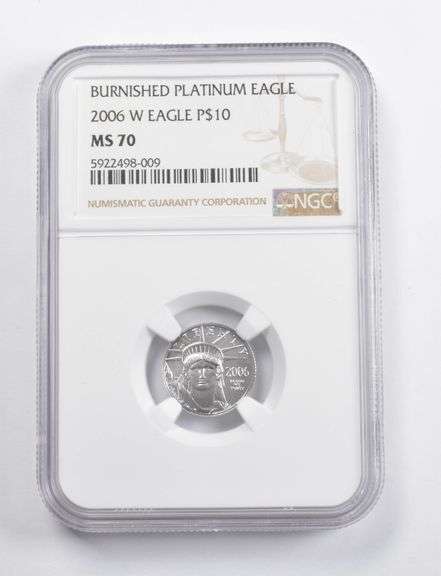 MS70 2006-W $10 American Burnished Platinum Eagle 1/10 Oz. Gold NGC