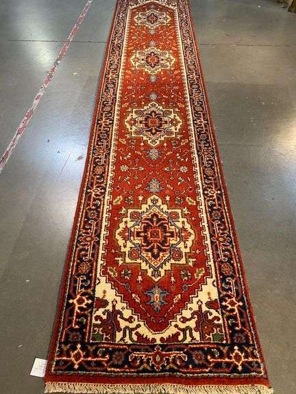 Magnificent Hand-Knotted Serapi Wool Runner. 12'