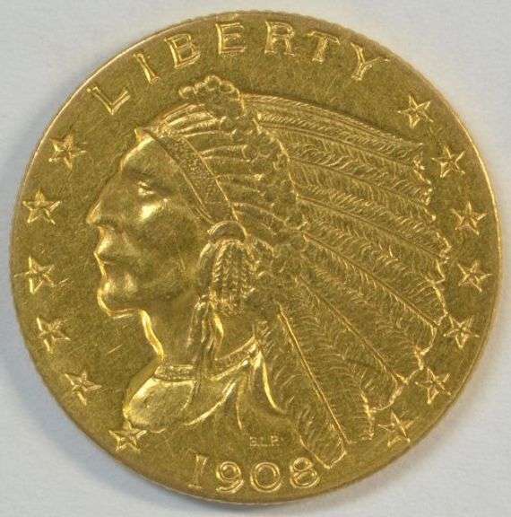 Desirable 1908 US $2.50 Indian Gold Piece. 1st year issue