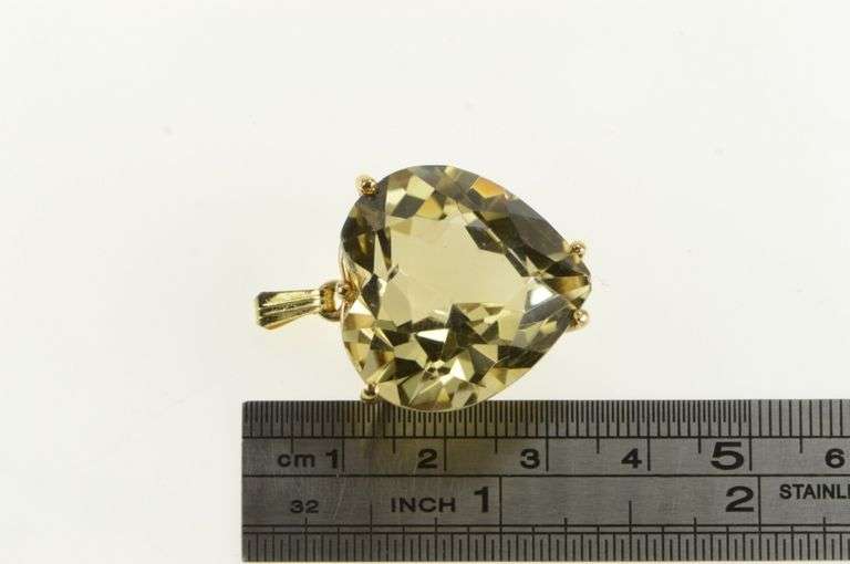14K Yellow Gold Heart Smoky Quartz Love Symbol Statement Pendant