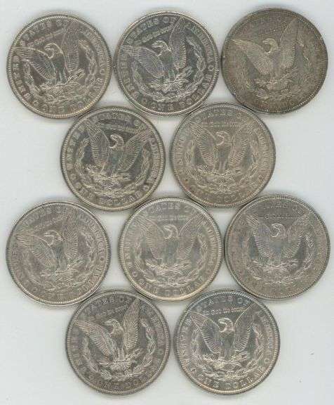 10 Assorted upper end Morgan Silver Dollars 1880-S to 1904-O