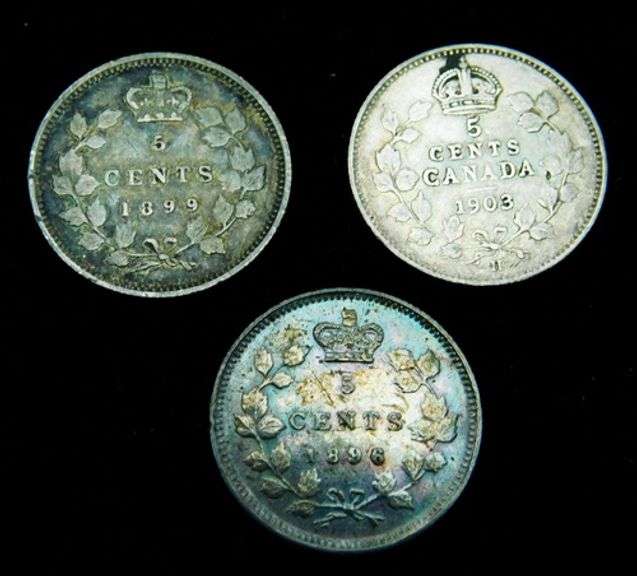 3 Canada 5 Cent Coins