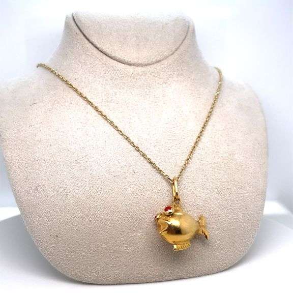 18K YELLOW GOLD "FISH" CHARM NECKLACE