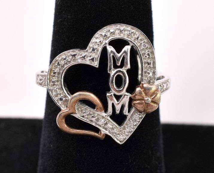 Heart With CZ Ring For Mom In Sterling Silver
