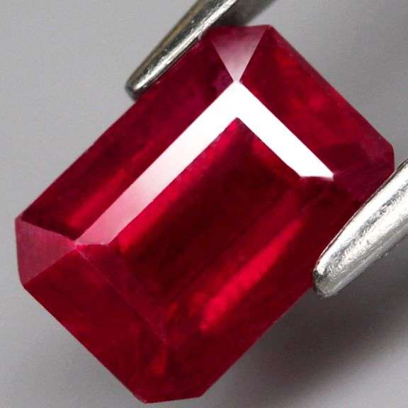 Blood red 1.73ct emerald cut Ruby