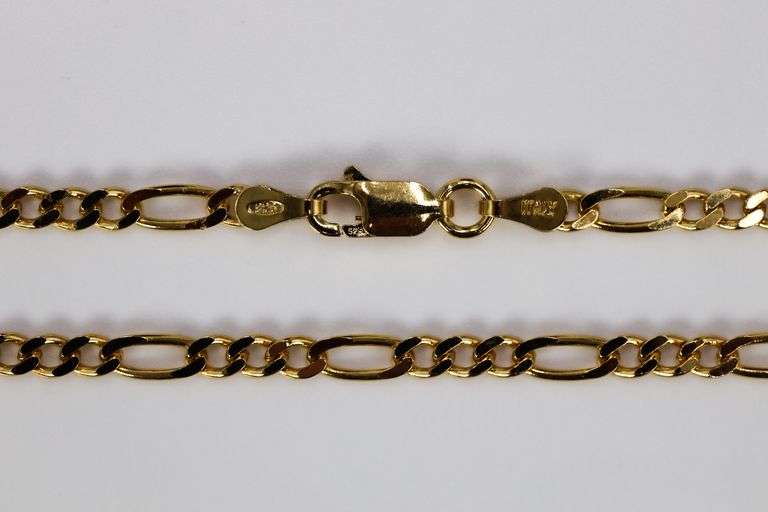 22k Yellow Gold Plated Sterling Silver Diamond-Cut Figaro Link Chain 2.9mm Solid 925 Italy Necklace 28"