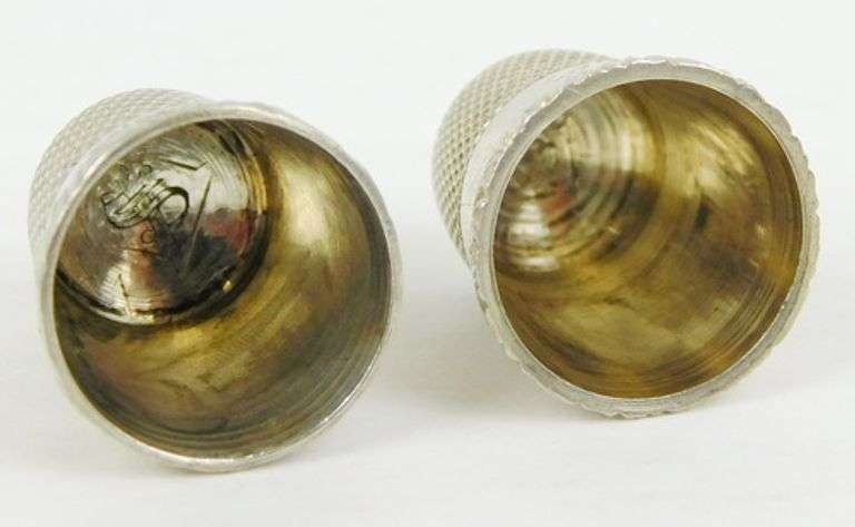 2 Antique Sterling Silver Thimbles