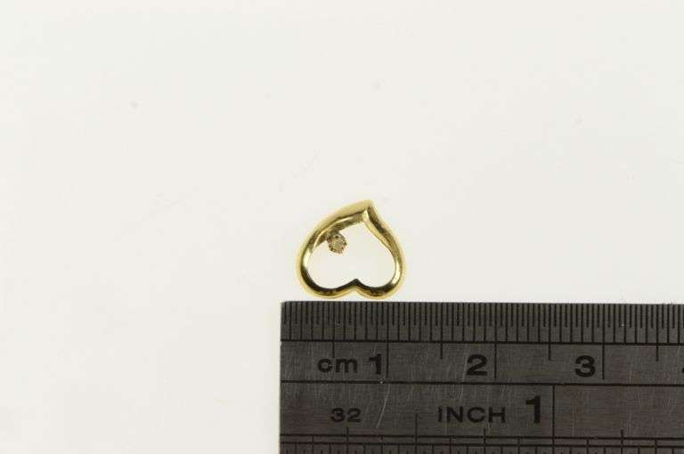 14K Yellow Gold Diamond Curvy Heart Love Symbol Charm/Pendant