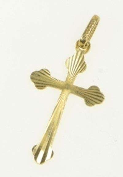 14K Yellow Gold Burst Design Cross Christian Faith Pendant