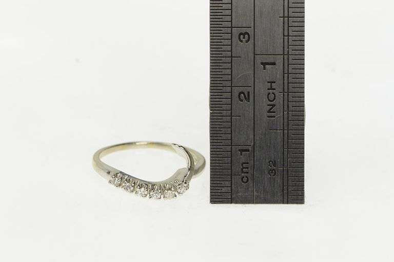 14K White Gold 1950's Diamond Wavy Curvy Wedding Band Ring