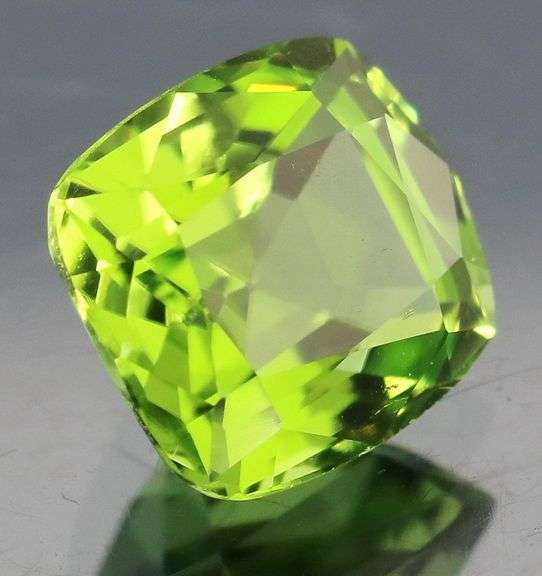 Superb 4.23ct Cushion Cut Apple Green Peridot