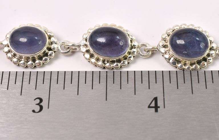 Purple Gemstone Bracelet In Sterling Silver