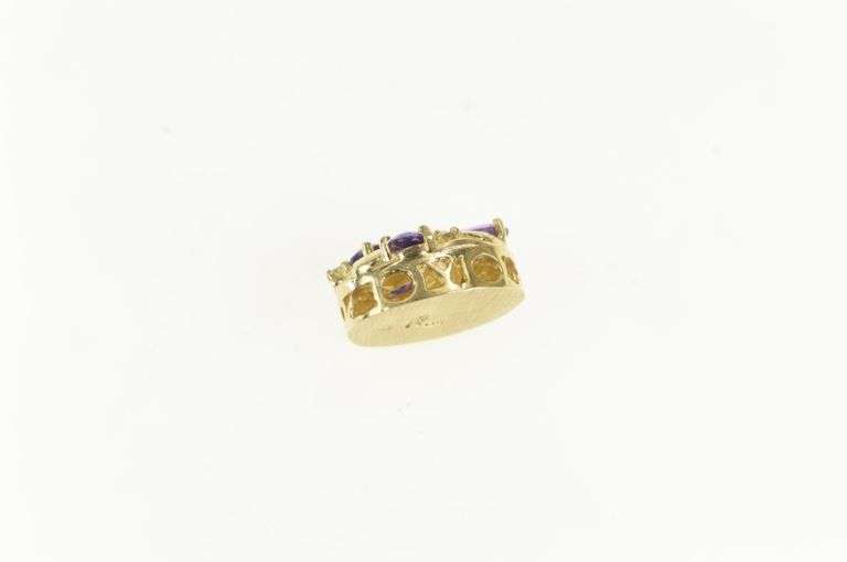 14K Yellow Gold Victorian Style Amethyst Diamond Slide Charm/Pendant