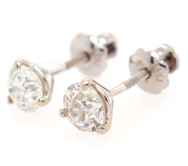 0.80ctw European Cut Diamond Solitaire Stud Earrings in 14K