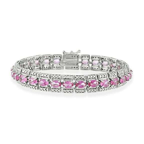 lab-created Pink Sapphire bracelet with Diamond accents