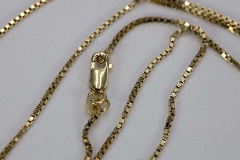10k Yellow Gold Solid Box Link Chain 1mm Necklace 20"