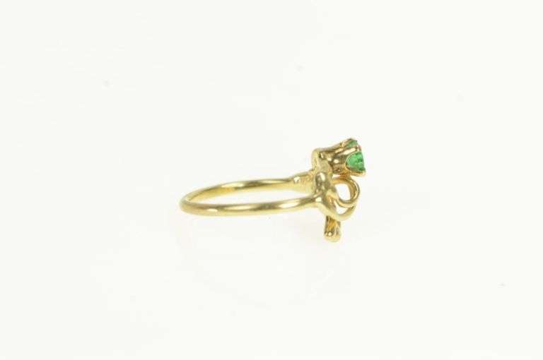 14K Yellow Gold Natural Emerald Curvy Freeform Statement Ring