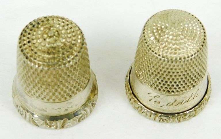 2 Antique Sterling Silver Thimbles