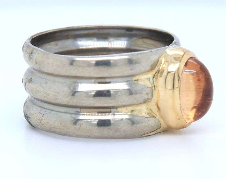 925 Sterling Silver & 10kt Citrine Cab Ring