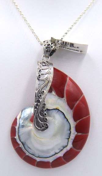 Sterling Silver and Seashell Core Pendant on Chain