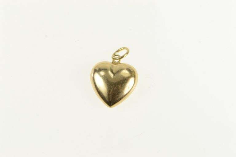 14K Yellow Gold Puffy Vintage Classic Heart Love Symbol Charm/Pendant